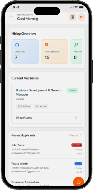 KalosHR Mobile View